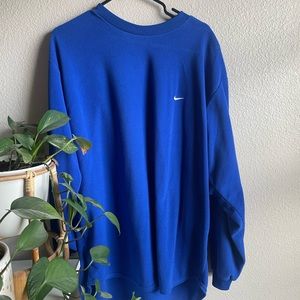 Vintage 90s Nike Mens XL Distressed Travis Scott Mini Swoosh Fleece Sweater Blue
